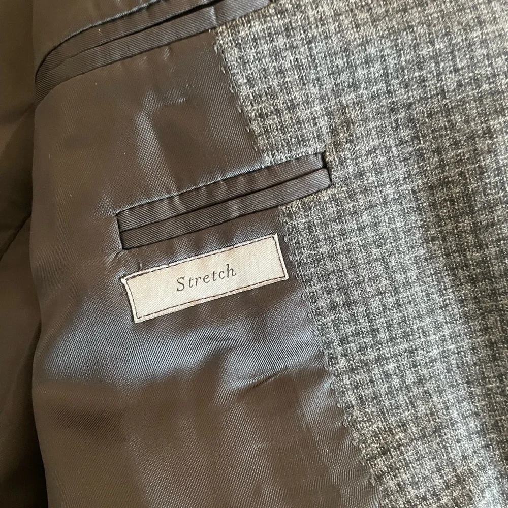 CANALI Made‎ in Italy Crosshatch Check Stretch Wool Jacket in Grays 40 R $1895